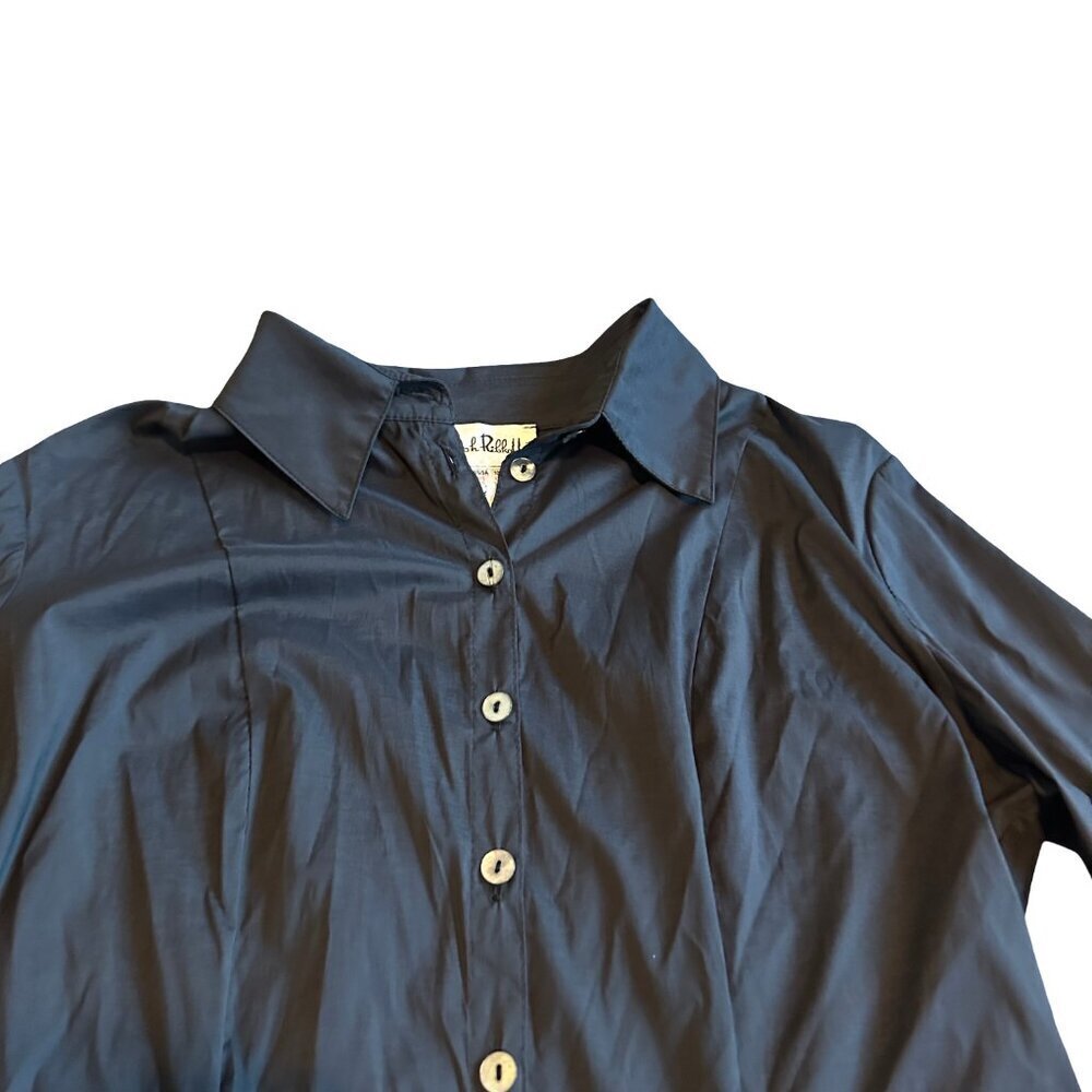 Joseph Ribkoff Black Button-Down Dress Gathered Stretch Classic Size 10 Women's - Picture 3 of 11